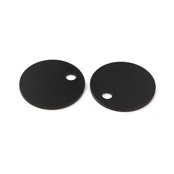 Aluminum Pendants, Flat Round, Electrophoresis Black, 20x0.8mm, Hole: 3.1mm