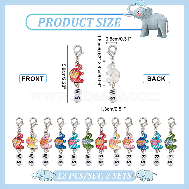 Polka Dot Elephant Alloy Enamel Pendant Locking Stitch Markers(HJEW-AB00130)-2