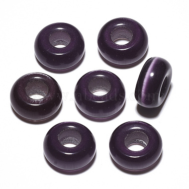 14mm Purple Rondelle Cat Eye European Beads