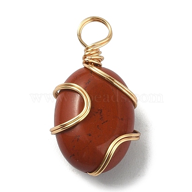 Natural Mixed Gemstone Copper Wire Wrapped Pendants(PALLOY-JF02251)-2