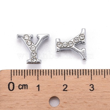 Alloy Rhinestone Initial Letter.Y Slide Charms Fit DIY Wristbands & Bracelets(X-ZP1Y-NLF)-3