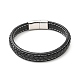 Cowhide Braided Flat Cord Bracelet with 304 Stainless Steel Magnetic Clasps(BJEW-H552-01P-01)-1