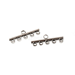 Tarnish Resistant 1 to 5 201 Stainless Steel Chandelier Components Links, 5-Strand Reducer Connector, Stainless Steel Color, 8.5x27x1.5mm, Hole: 2mm and 3mm(STAS-E088-31)