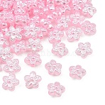 Imitation Pearl Acrylic Beads, Flower, Pink, 10.5x11x6.5mm, Hole: 1.6mm, about 1724pcs/500g(AC-CBAAA05-06A)