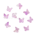Transparent Glass Beads, with Gold Foil, Butterfly, Pearl Pink, 9.5x11x2mm, Hole: 1.2mm(GLAA-CJC0001-13B)