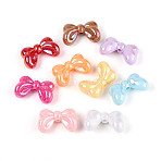 UV Plating Opaque Acrylic Beads, Iridescent, Bowknot, Mixed Color, 16x27x10mm, Hole: 2.8mm(X-OACR-N143-05)
