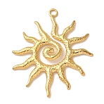 304 Stainless Steel Pendants, Ion Plating(IP), Sun Charms, Real 14K Gold Plated, 39.5x33x2.5mm, Hole: 2.5mm(STAS-G352-15G)