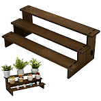 3-Layer Wooden Model Toy Assembled Riser Holders, Rectangle, Coconut Brown, Finished Product: 40x18.4x13.6cm(ODIS-WH0025-225)