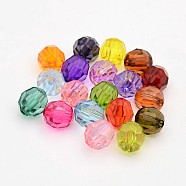 Faceted Transparent Acrylic Round Beads, Mixed Color, 6mm, Hole: 1mm, about 4300pcs/500g(DB6MM-M)