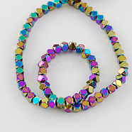 Non-magnetic Synthetic Hematite Beads Strands, Faceted, Grade A, Round, Multi-color Plated, 4x4mm, Hole: 1mm(G-Q875-4x4mm-4)