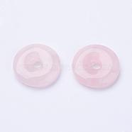Natural Rose Quartz  Pendants, Donut/Pi Disc, Donut Width: 11~12mm, 28~30x5~6mm, Hole: 6mm(G-F524-B10)