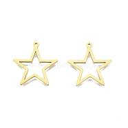 Ion Plating(IP) 201 Stainless Steel Pendants, Star, Real 18K Gold Plated, 26x25x1.5mm, Hole: 1.2mm(STAS-N098-096LG)