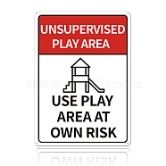 UV Protected & Waterproof Aluminum Warning Signs, UNSUPERVISED PLAY AREA USE PLAY AREA AT OWN RISK, Red, 30x25cm(AJEW-WH0111-H18)