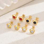 4 Pairs Elegant Set of Four Pairs of Fashionable and Versatile Earrings, Flower, Real 18K Gold Plated, 8mm(BI7244-3)