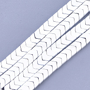 Spray Painted Non-magnetic Synthetic Hematite Beads Strands, Arrow/Chevron, White, 5.5x6x2mm, Hole: 0.7mm, about 107pcs/strand, 16.1 inch(X-G-T124-06L)