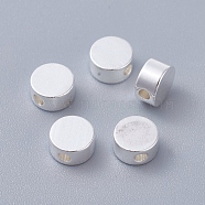 Brass Beads, Flat Round, Silver Color Plated, 6x3mm, Hole: 1.6mm(X-KK-I665-19S)