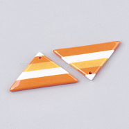 Resin Pendants, Triangle, Orange, 24~26x45~49x3~4mm, Hole: 2mm(CRES-T008-21E)