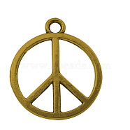 Tibetan Style Alloy Pendants, Peace Sign, Cadmium Free & Lead Free, Antique Golden, 18x1mm, Hole: 2mm(TIBEP-K67-AG-RS)