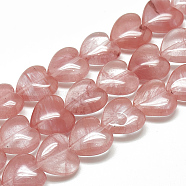 Cherry Quartz Glass Beads Strands, Heart, 19x20~20.5x7.5mm, Hole: 2mm, about 10pcs/strand, 8.26 inch(G-R190-20mm-23)
