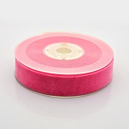 Polyester Velvet Ribbon for Gift Packing and Festival Decoration, Cerise, 7/8 inch(23mm), about 25yards/roll(22.86m/roll)(SRIB-M001-23mm-187)