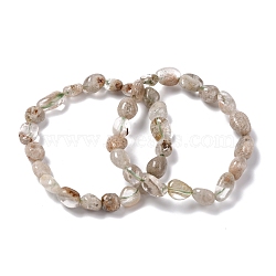 Natural Lodolite Quartz Beaded Stretch Bracelets, Tumbled Stone, Nuggets, Inner Diameter: 2 inch(5~5.2cm)(BJEW-F414-02B-07)