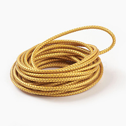 Braided Leather Cord, Leather Jewelry Cord, Jewelry DIY Making Material, Dyed, Round, Gold, 6mm, about 10.93 yards(10m)/bundle(WL-F009-B12-6mm)