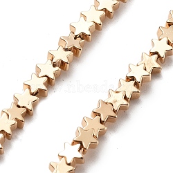 Synthetic Non-magnetic Hematite Beads Strands, Star, Light Gold Plated, 4~4.5x4x2mm, Hole: 0.7mm, about 117pcs/strand, 15.35''(39cm)(G-I364-A03-KCG)