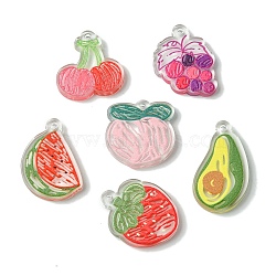 Transparent Acrylic Pendants, 3D Print, Fruit, Mixed Color, 24.5~32.5x19~23.5x3mm, Hole: 2mm(X1-SACR-P032-04)