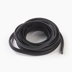 Braided Leather Cord, Leather Jewelry Cord, Jewelry DIY Making Material, Dyed, Flat, Black, 12x6mm, about 5.46 yards(5m)/roll(WL-F009-C01-12x6mm)