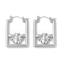 Non-Tarnish 304 Stainless Steel Earrings, for Women, Bees, Stainless Steel Color, 30x3.1mm(EJEW-S227-27P)