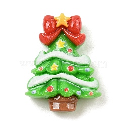 Christmas Series Opaque Resin Cabochons, with Giltter Power, Christmas Tree, 26.5x20x8.5mm(CRES-Q005-01A)