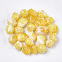 Acrylic Beads, Imitation Gemstone Style, Nuggets, Yellow, 10~18x9~13x7~11mm, Hole: 1.5mm(X-OACR-S029-019C)