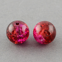 Spray Painted Crackle Glass Beads Strands, Round, Two Tone, FireBrick, 12mm, Hole: 1.3~1.6mm, about 66pcs/strand, 31.4 inch(CCG-Q002-12mm-08)