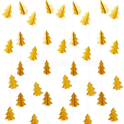 ARRICRAFT 2Pcs 2 Style Paper Christmas Tree Flags, Hanging Banner, for Party Festival Home Decorations, Gold, 2400~2500mm, 1pc/style(AJEW-AR0001-73A)