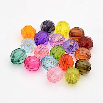 Faceted Transparent Acrylic Round Beads, Mixed Color, 6mm, Hole: 1mm, about 4300pcs/500g