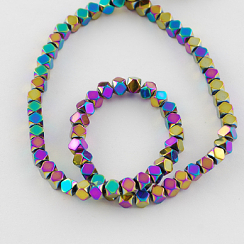 Non-magnetic Synthetic Hematite Beads Strands, Faceted, Grade A, Round, Multi-color Plated, 4x4mm, Hole: 1mm