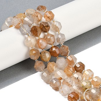 Natural Dendritic Quartz Beads Strands, Faceted, Bicone, Double Terminated Point Prism Beads, 12x11mm, Hole: 1.3mm, about 28pcs/strand, 15.16''(38.5cm)