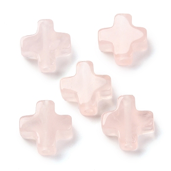 Natural Rose Quartz Beads, Cross, 10x10x4mm, Hole: 1.2mm