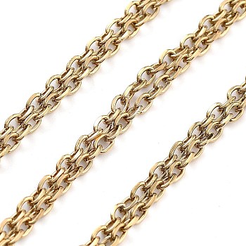 PVD Vacuum Plating 304 Stainless Steel Cable Chain, Golden, Link: 3x2x0.5mm