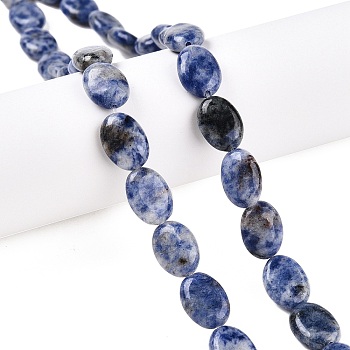 Natural Blue Spot Jasper Beads Strands, Flat Oval, 14x10x5.5mm, Hole: 1.2mm, about 28pcs/strand, 15.55''(39.5cm)