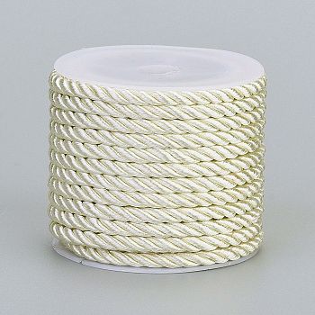 Polyester Cord, Twisted Cord, Beige, 5mm, about 4.37 yards(4m)/roll