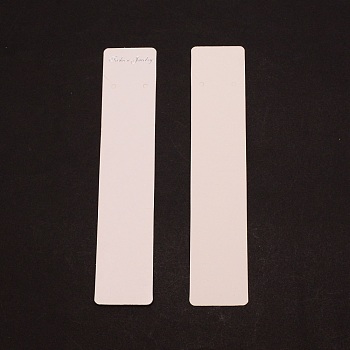 Paper Necklace Display Cards, Rectangle with Word, White, 19.1x3.85x0.04cm, Hole: 3mm