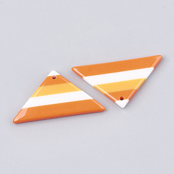 Resin Pendants, Triangle, Orange, 24~26x45~49x3~4mm, Hole: 2mm