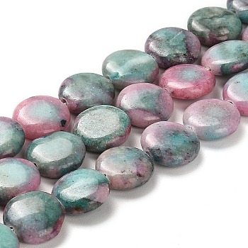 Natural Dolomite Beads Strands, Dyed, Flat Round, Cadet Blue, 12x4~4.5mm, Hole: 1.2mm, about 35pcs/strand, 16.14 inch(41cm)