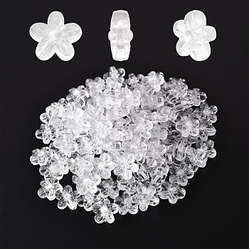 100Pcs Transparent Acrylic Beads, Flower, Clear, 15x16x8mm, Hole: 1.8mm, about 100pcs/bag