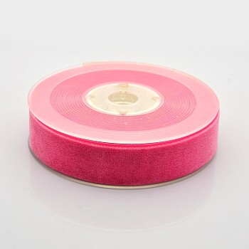 Polyester Velvet Ribbon for Gift Packing and Festival Decoration, Cerise, 7/8 inch(23mm), about 25yards/roll(22.86m/roll)