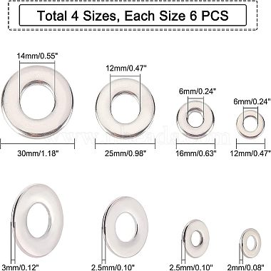 unicraftale 24 piezas 4 estilos 304 anillos de enlace de acero inoxidable(STAS-UN0021-74P)-5