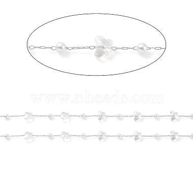 Handmade Glass Butterfly and ABS Plastic Imitation Pearl Beaded Chains(CHC-R135-15P)-2