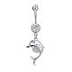 Piercing Jewelry Real Platinum Plated Brass Rhinestone Dolphin Navel Ring Belly Rings(AJEW-EE0001-63)-1