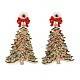 Bowknot Christmas Tree Alloy Colorful Rhinestone & Enamel Dangle Stud Earrings for Women(EJEW-L203-11KCG)-1